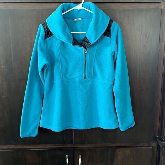 COLUMBIA Blue & Black Half Zip Fleece Top Jacket Size Medium - Picture 2 of 6